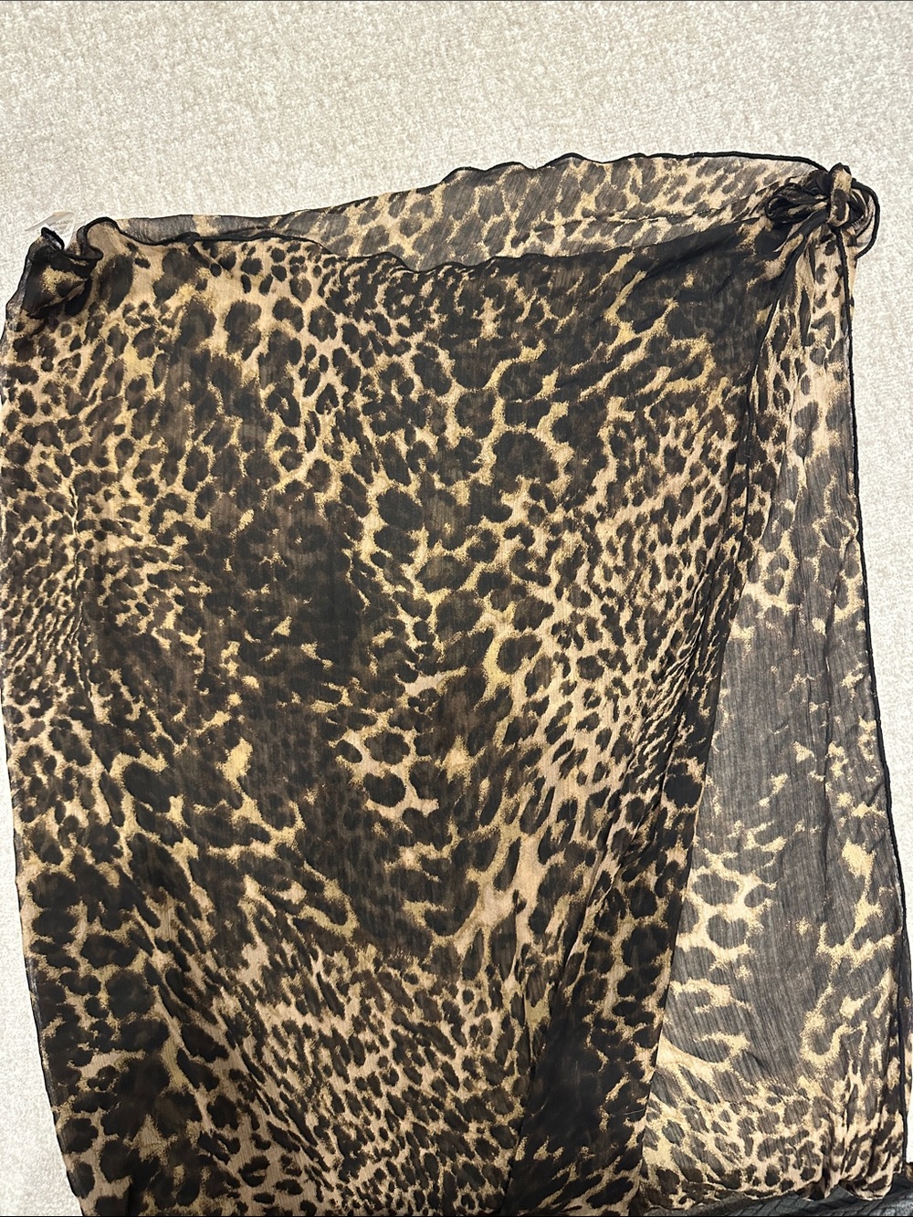 Beach cover up Leopard Print Lightweight Scarf - Black & Brown